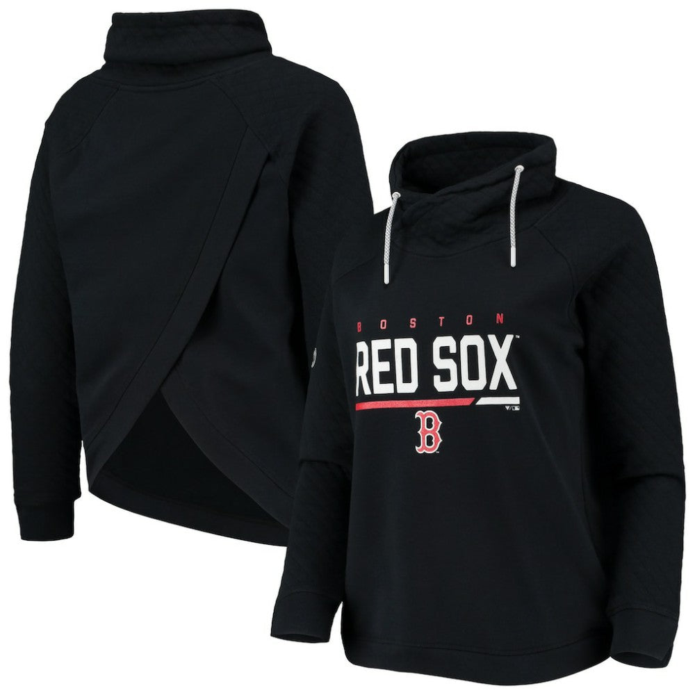 Boston Red Sox Levelwear Women's Vega Funnel Neck Raglan Pullover Sweatshirt - Black