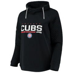Chicago Cubs Levelwear Women's Vega Funnel Neck Raglan Pullover Sweatshirt - Black