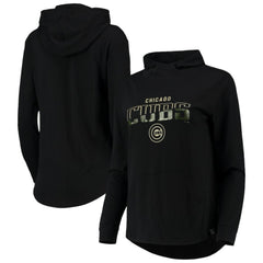 Chicago Cubs Levelwear Women's Vivid Scuba Neck Pullover Hoodie - Black