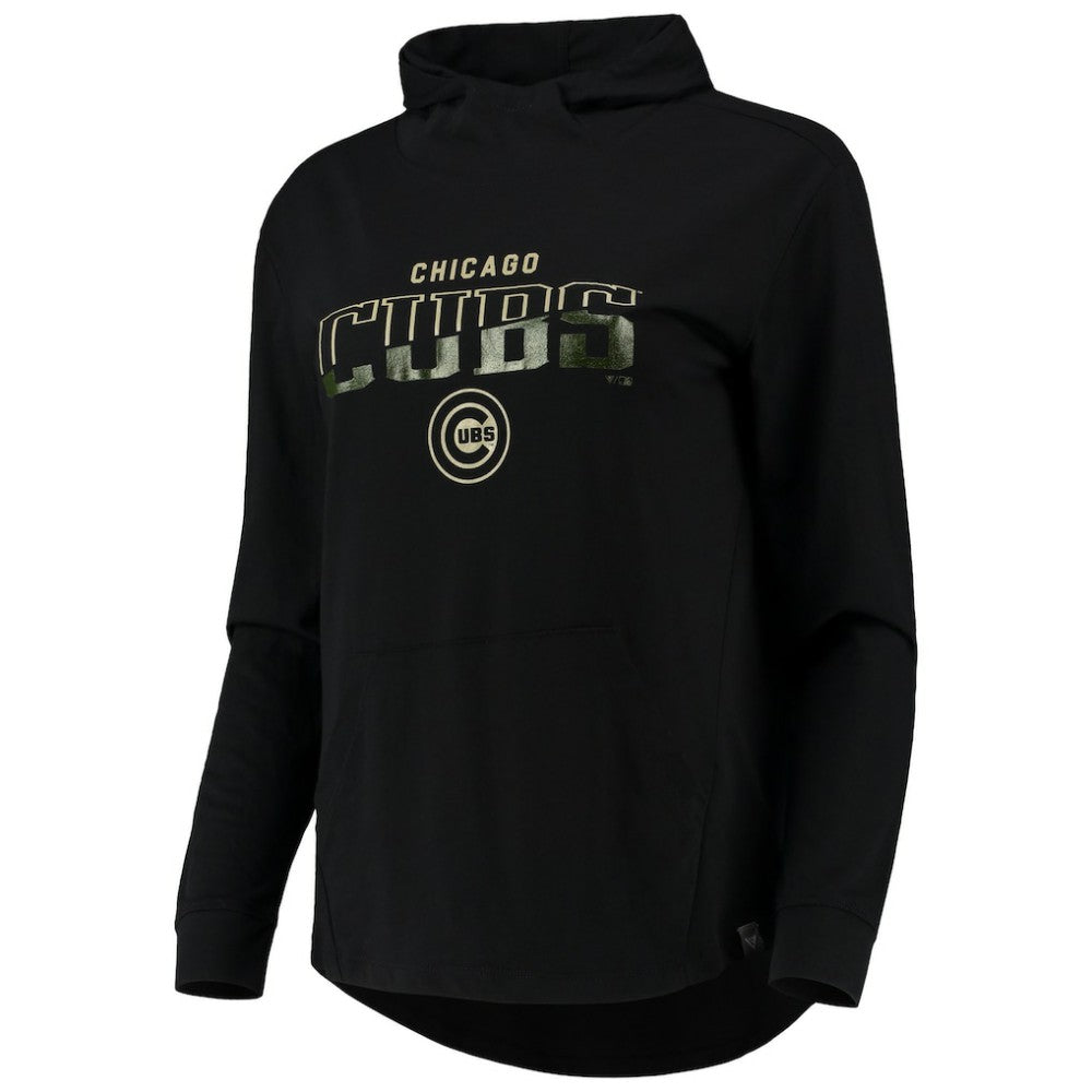 Chicago Cubs Levelwear Women's Vivid Scuba Neck Pullover Hoodie - Black