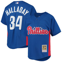 Roy Halladay Philadelphia Phillies Youth Cooperstown Collection Mesh Batting Practice Jersey - Royal | Mitchell & Ness