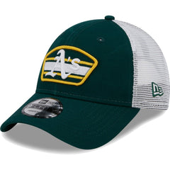 Athletics Logo Patch 9FORTY Trucker Snapback Hat - Green/White | New Era