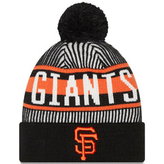 San Francisco Giants Striped Cuffed Knit Hat with Pom - Black | New Era