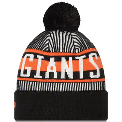 San Francisco Giants Striped Cuffed Knit Hat with Pom - Black | New Era