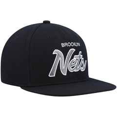 Brooklyn Nets Hardwood Classics Script 2.0 Snapback Hat - Black | Mitchell & Ness discount