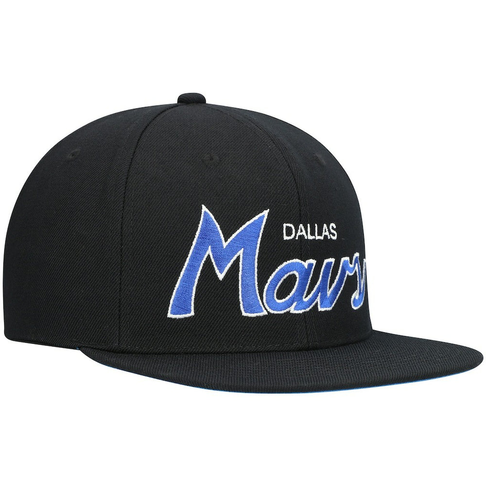 Dallas Mavericks Hardwood Classics Script 2.0 Snapback Hat sale - Black | Mitchell & Ness for sale