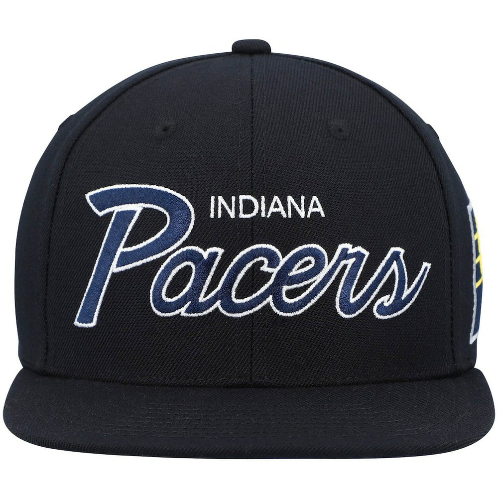 Indiana Pacers Hardwood Classics Script 2.0 Snapback Hat - Black | Mitchell & Ness cheap