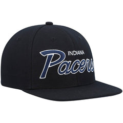 Indiana Pacers Hardwood Classics Script 2.0 Snapback Hat - Black | Mitchell & Ness cheap
