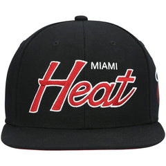 Miami Heat Hardwood Classics Script 2.0 Snapback Hat - Black | Mitchell & Ness online