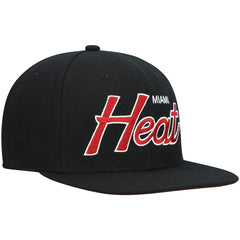 Miami Heat Hardwood Classics Script 2.0 Snapback Hat - Black | Mitchell & Ness online
