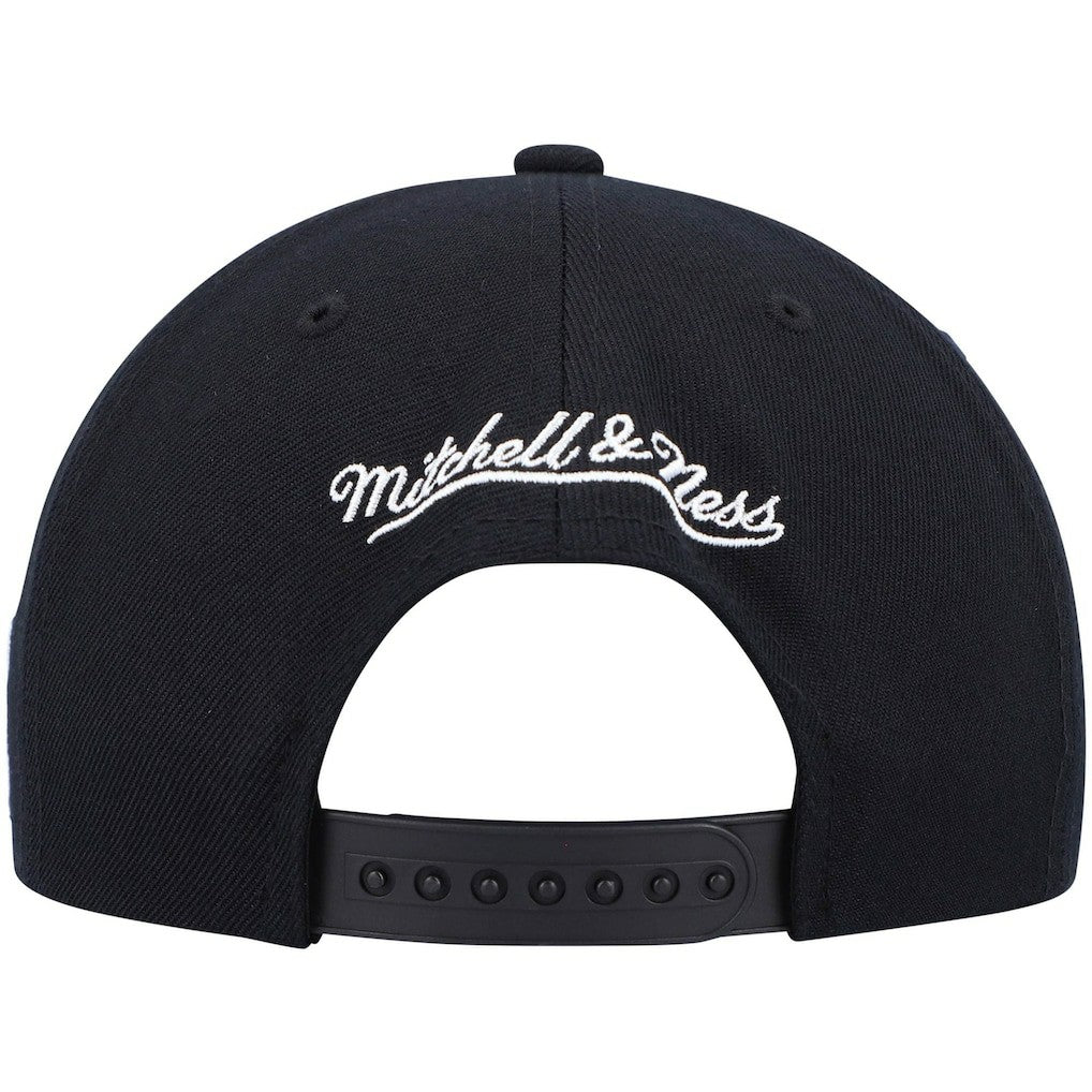Philadelphia 76ers Hardwood Classics Script 2.0 Snapback Hat - Black | Mitchell & Ness for sale