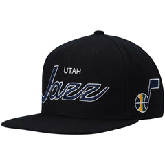 Utah Jazz Hardwood Classics Script 2.0 Snapback Hat - Black | Mitchell & Ness online