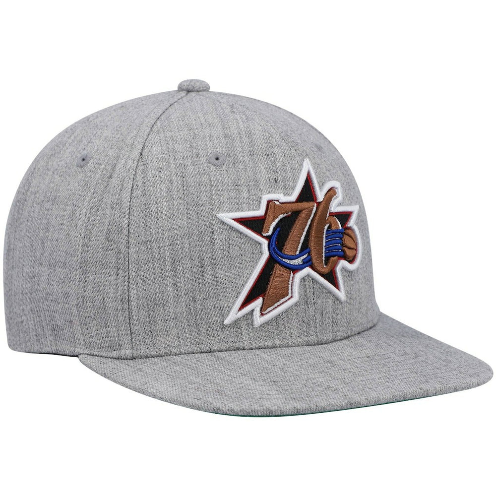 Philadelphia 76ers Hardwood Classics Team 2.0 Snapback Hat - Heathered Gray | Mitchell & Ness cheap