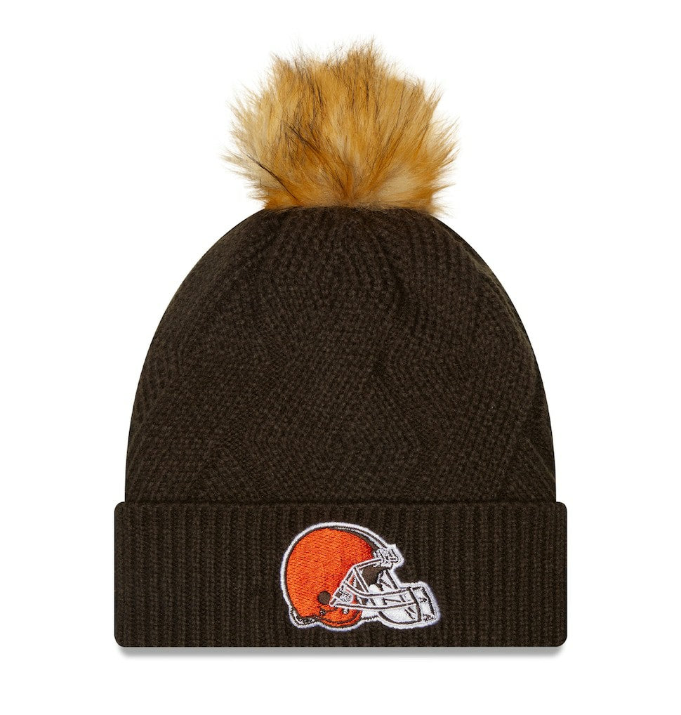NFL Cleveland Browns Women's Snowy Cuffed Knit Hat with Pom