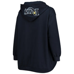 Tampa Bay Rays Women's Plus Size Lace-Up V-Neck Pullover Hoodie - Navy