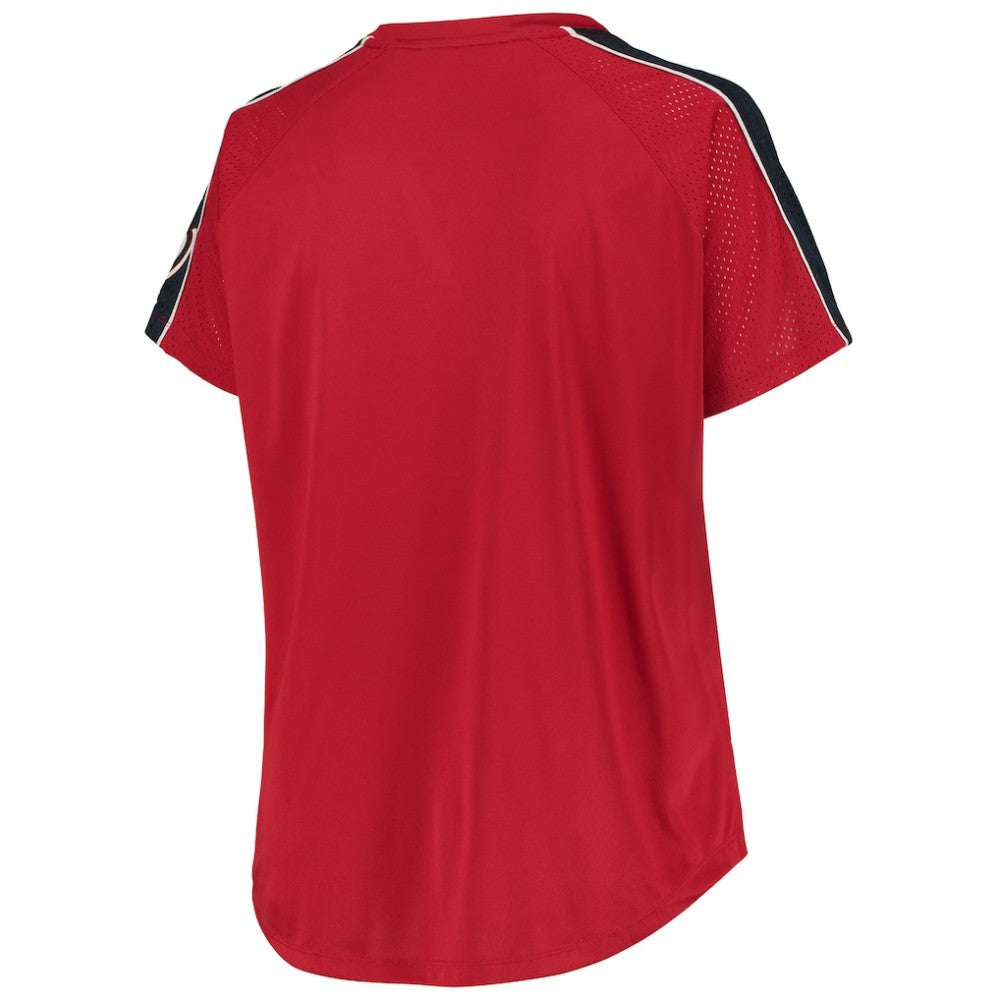 Washington Nationals Women's Plus Size Diva Notch Neck Raglan T-Shirt - Red