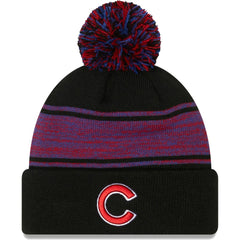 Chicago Cubs Chilled Cuffed Knit Hat with Pom - Black | New Era