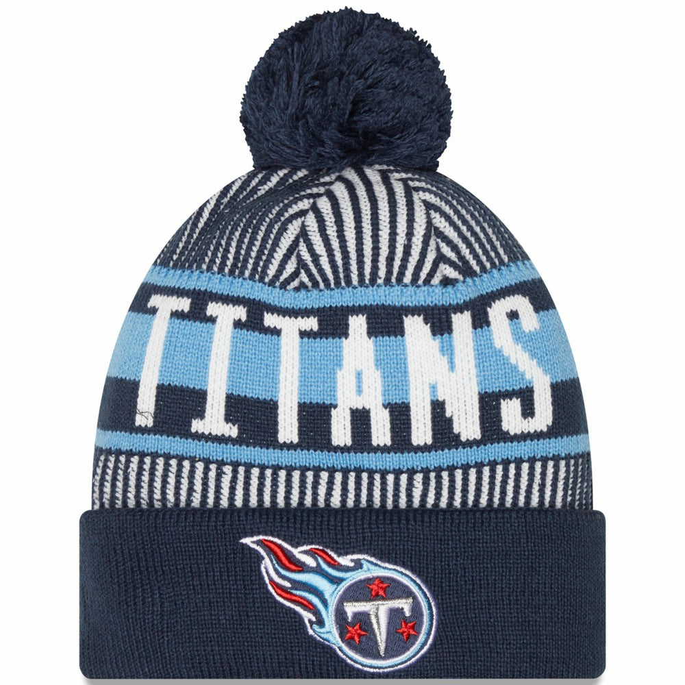 NFL Tennessee Titans Striped Cuffed Knit Hat with Pom