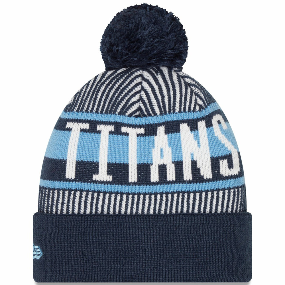 NFL Tennessee Titans Striped Cuffed Knit Hat with Pom