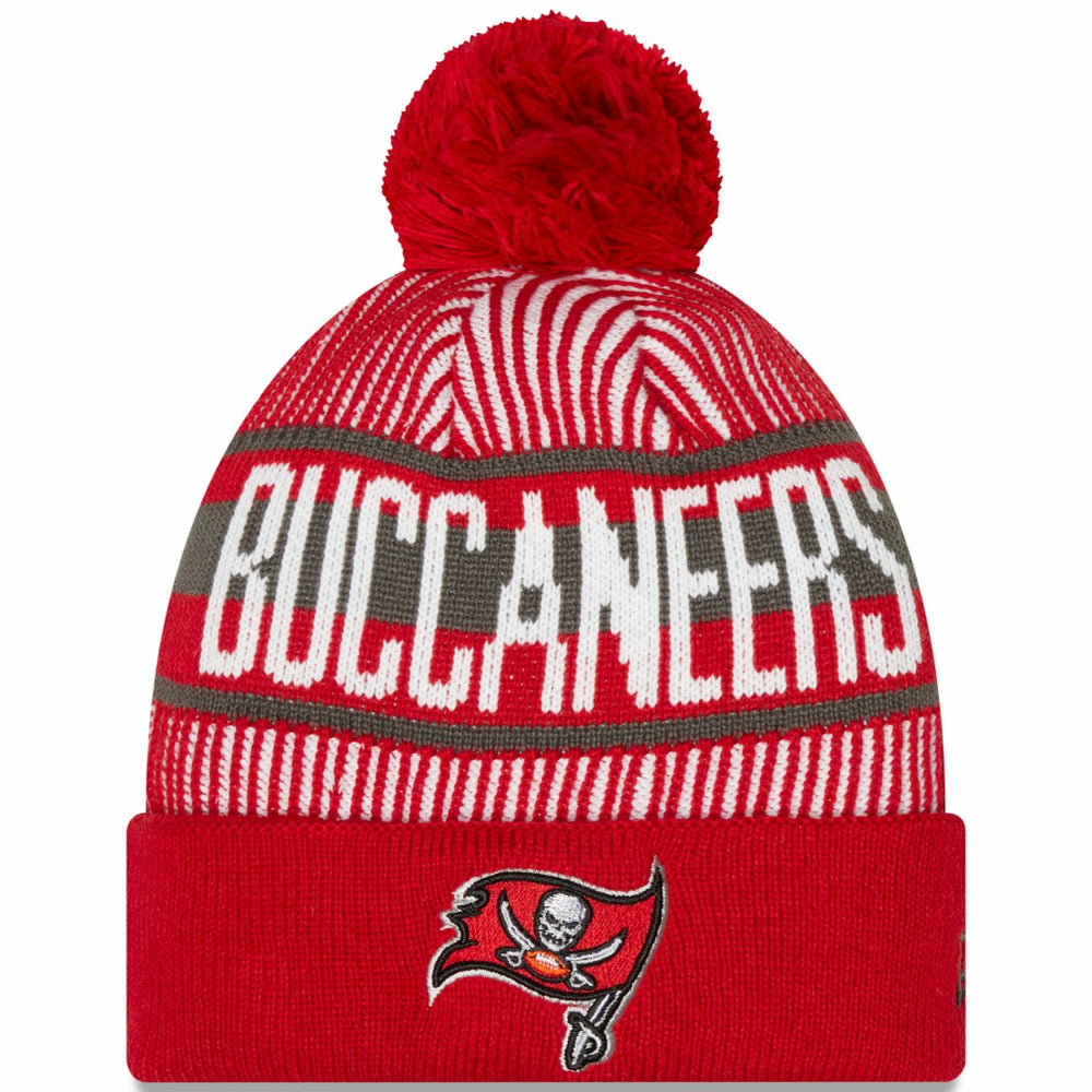 NFL Tampa Bay Buccaneers Striped Cuffed Knit Hat with Pom