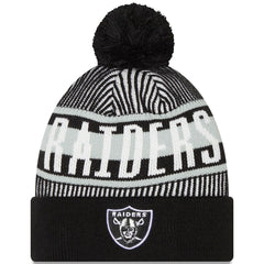 NFL Las Vegas Raiders Striped Cuffed Knit Hat with Pom