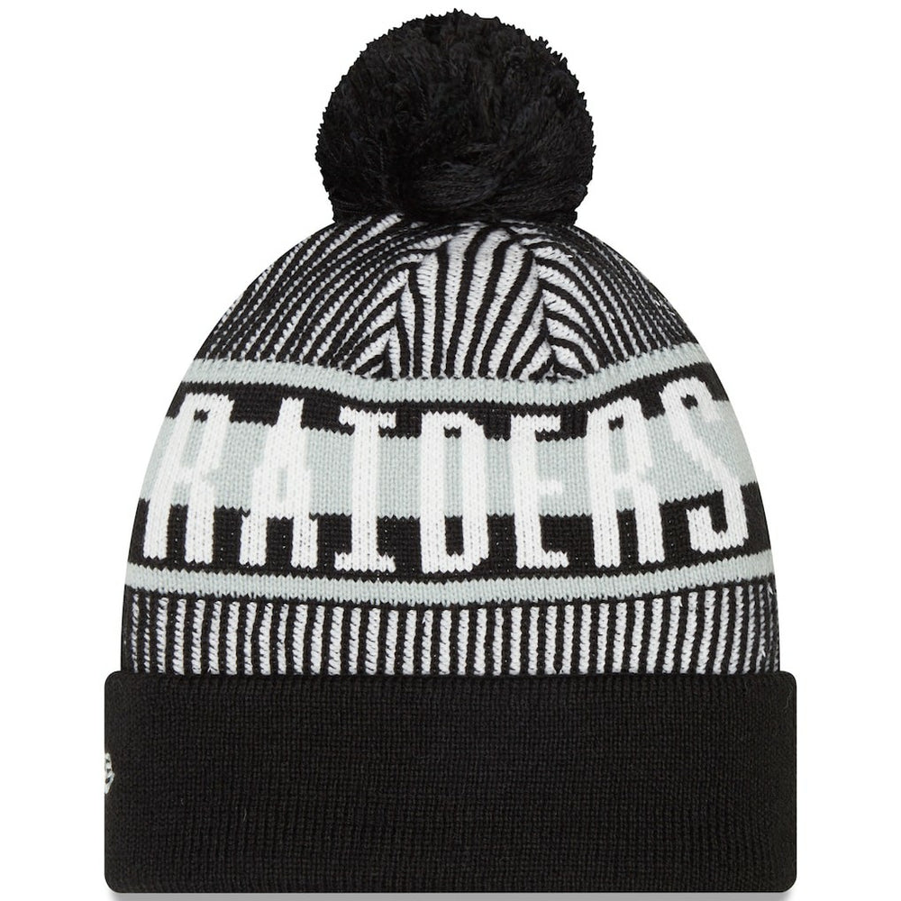 NFL Las Vegas Raiders Striped Cuffed Knit Hat with Pom