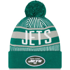 NFL New York Jets Striped Cuffed Knit Hat with Pom