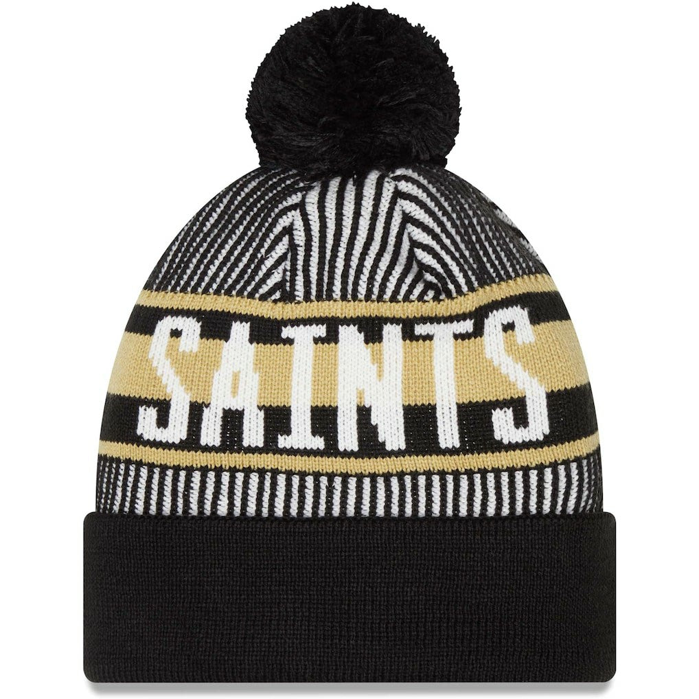 NFL New Orleans Saints Striped Cuffed Knit Hat with Pom