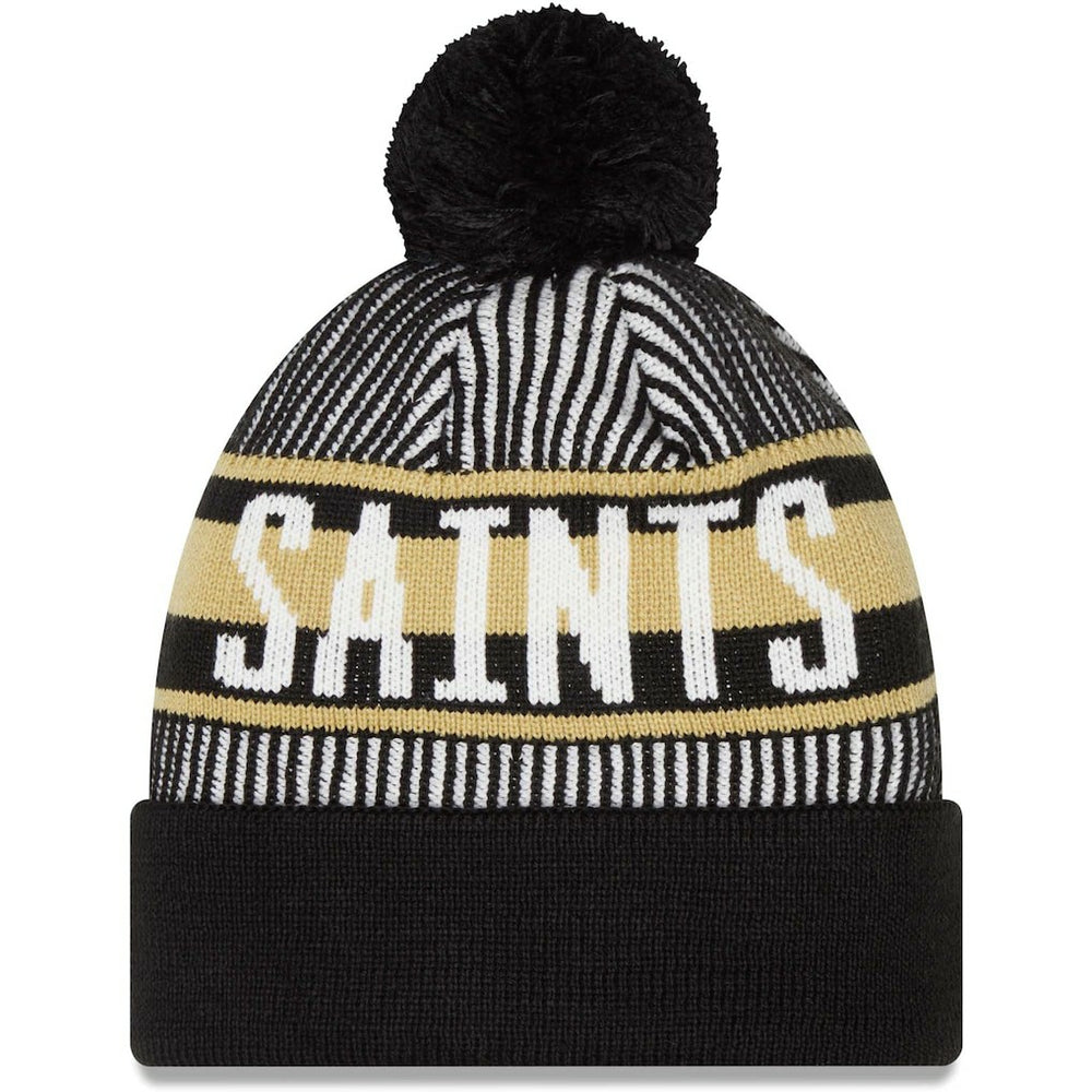 NFL New Orleans Saints Striped Cuffed Knit Hat with Pom