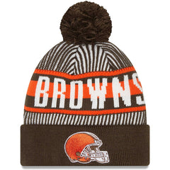 NFL Cleveland Browns Striped Cuffed Knit Hat with Pom