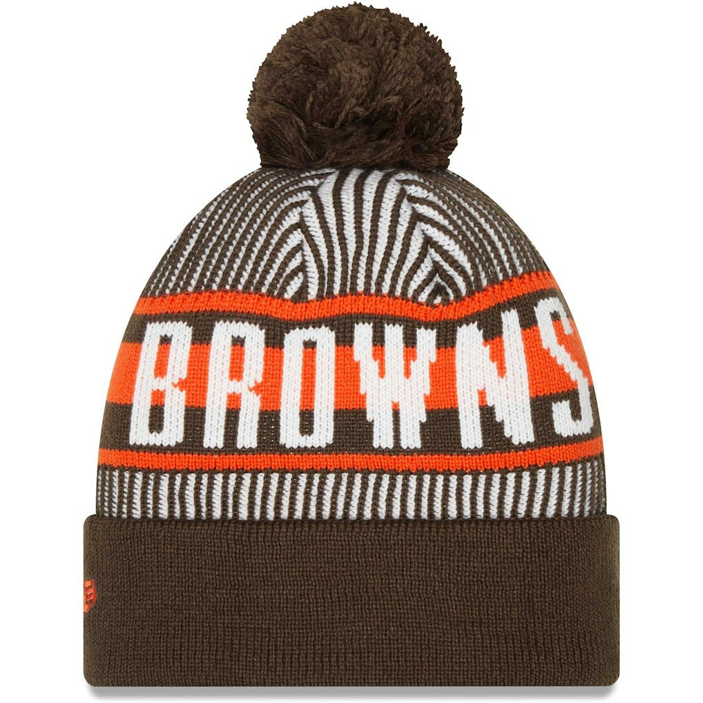 NFL Cleveland Browns Striped Cuffed Knit Hat with Pom