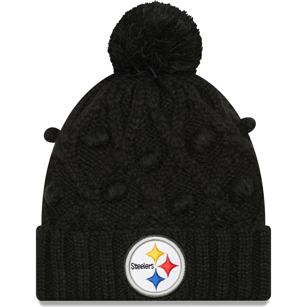 NFL Pittsburgh Steelers Girls Youth Toasty Cuffed Knit Hat with Pom