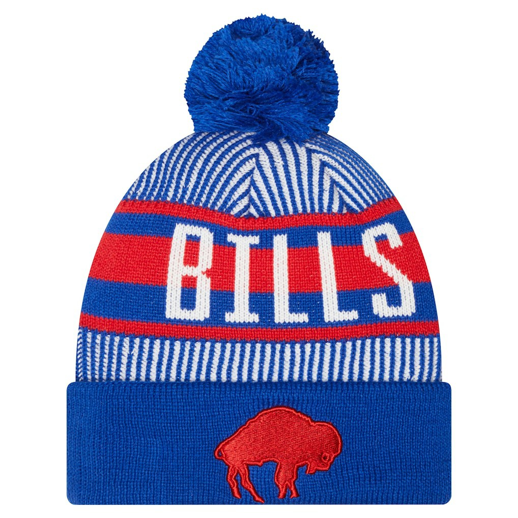 NFL Buffalo Bills Youth Striped Historic Cuffed Knit Hat with Pom