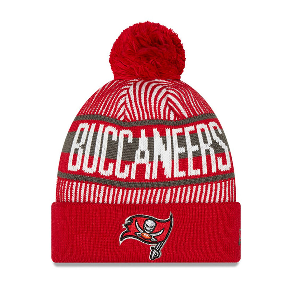 NFL Tampa Bay Buccaneers Youth Striped Cuffed Knit Hat with Pom