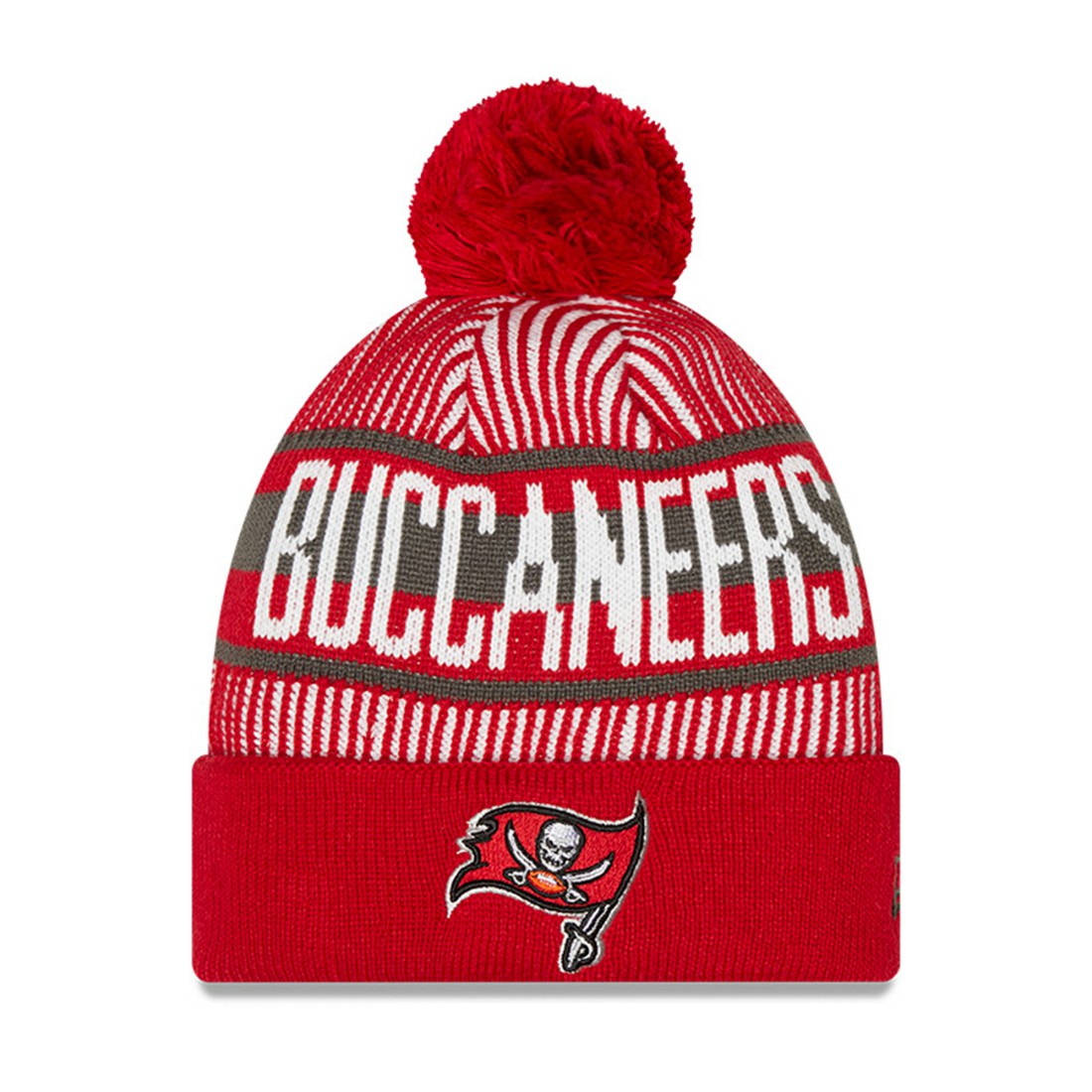 NFL Tampa Bay Buccaneers Youth Striped Cuffed Knit Hat with Pom