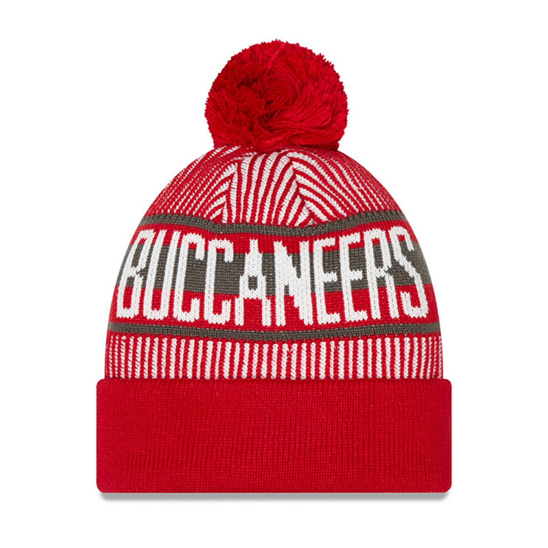 NFL Tampa Bay Buccaneers Youth Striped Cuffed Knit Hat with Pom