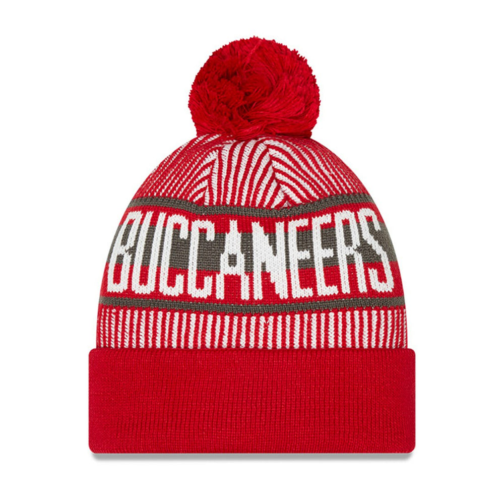 NFL Tampa Bay Buccaneers Youth Striped Cuffed Knit Hat with Pom