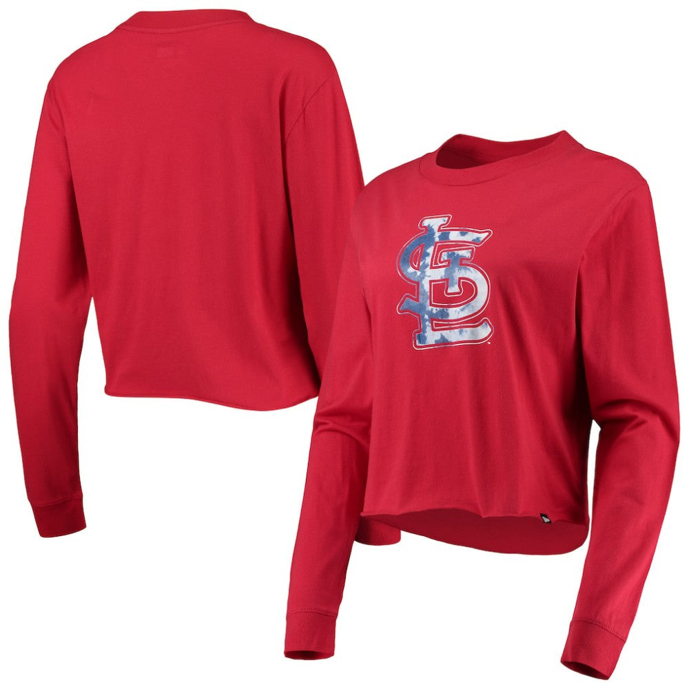 St. Louis Cardinals Women's Baby Jersey Cropped Long Sleeve T-Shirt - Red | New Era