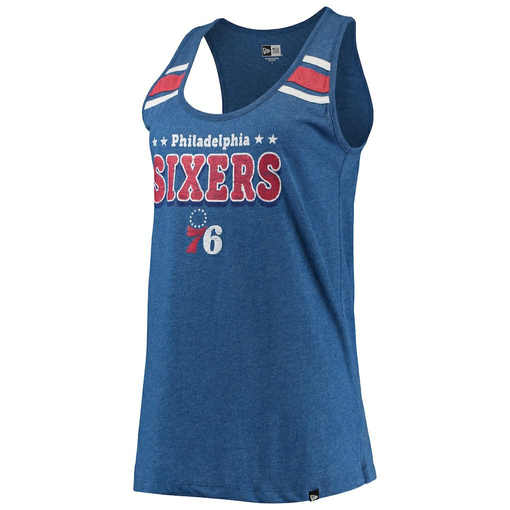 Philadelphia 76ers Women's Scoop-Neck Racerback Tank Top - Heathered Royal | New Era sale
