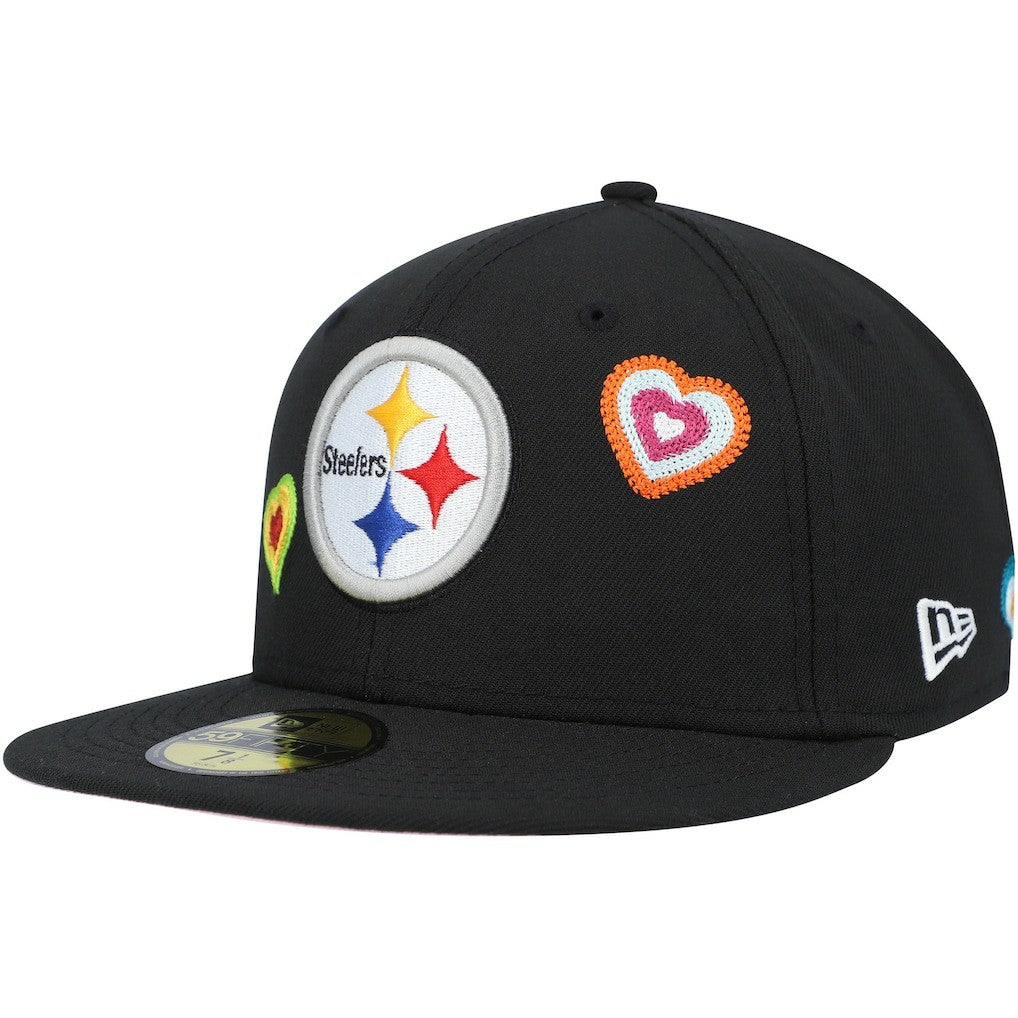 NFL Pittsburgh Steelers Chain Stitch Heart 59FIFTY Fitted Hat