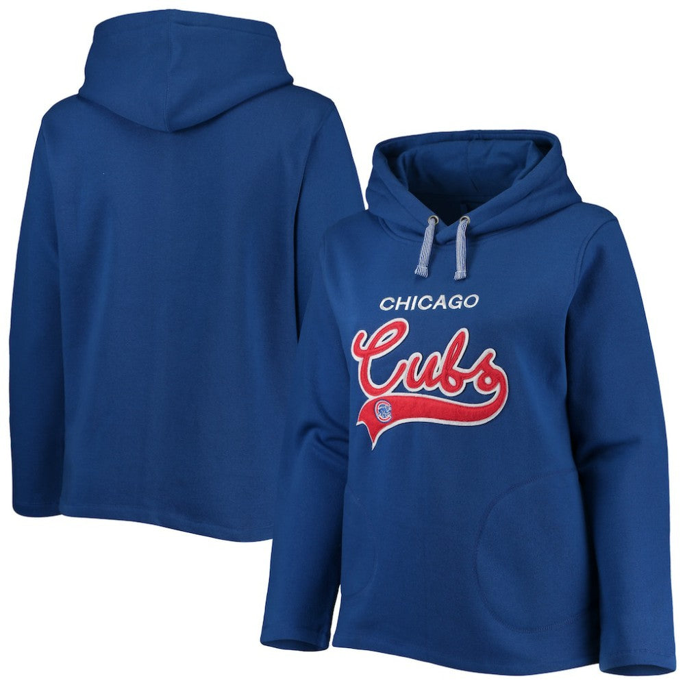 Chicago Cubs Soft as a Grape Women's Plus Size Side Split Pullover Hoodie - Royal