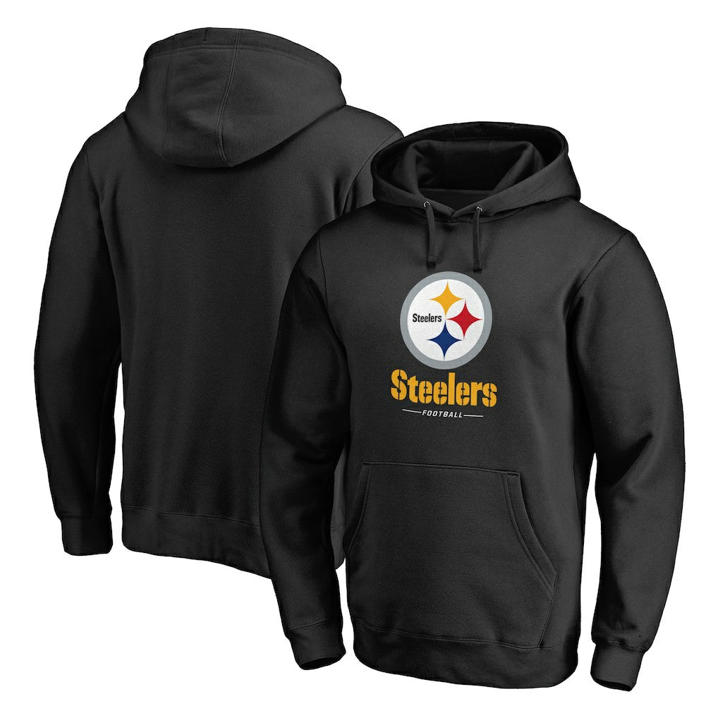 NFL Pittsburgh Steelers Logo Team Lockup Fitted Pullover Hoodie