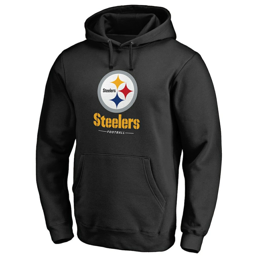 NFL Pittsburgh Steelers Logo Team Lockup Fitted Pullover Hoodie