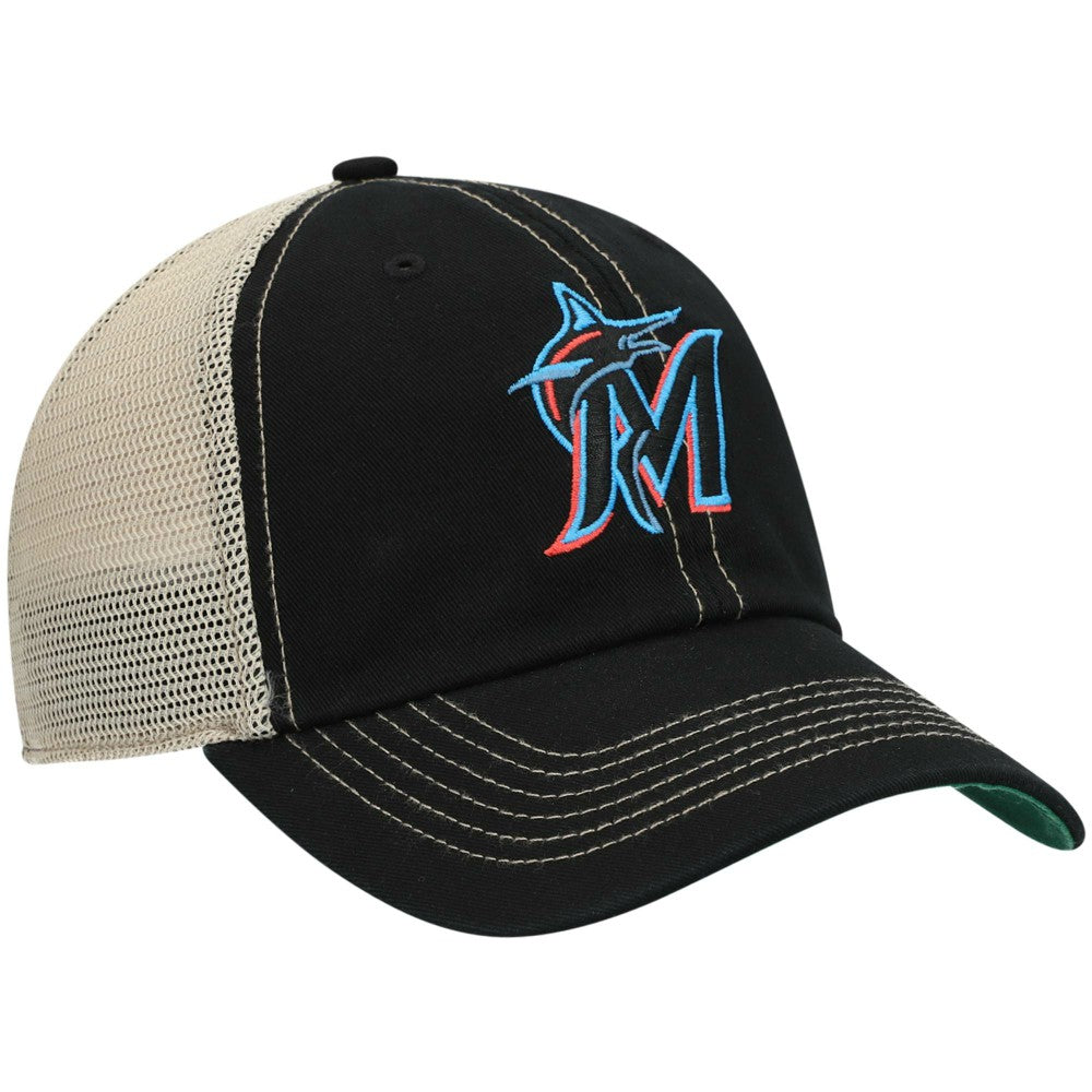 Miami Marlins Trawler Clean Up Trucker Snapback Hat - Black | 47 brand