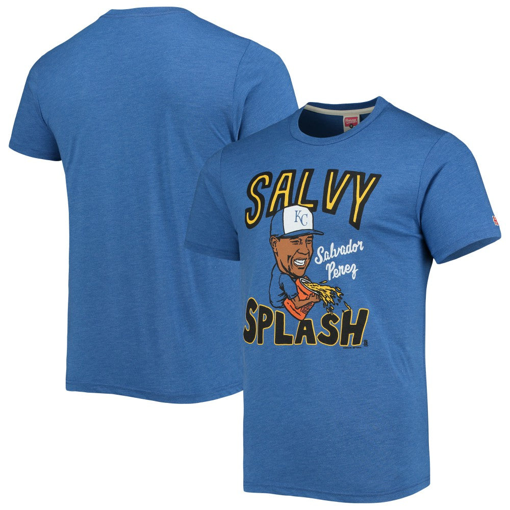 Salvador Perez Kansas City Royals Homage Caricature Tri-Blend T-Shirt - Royal