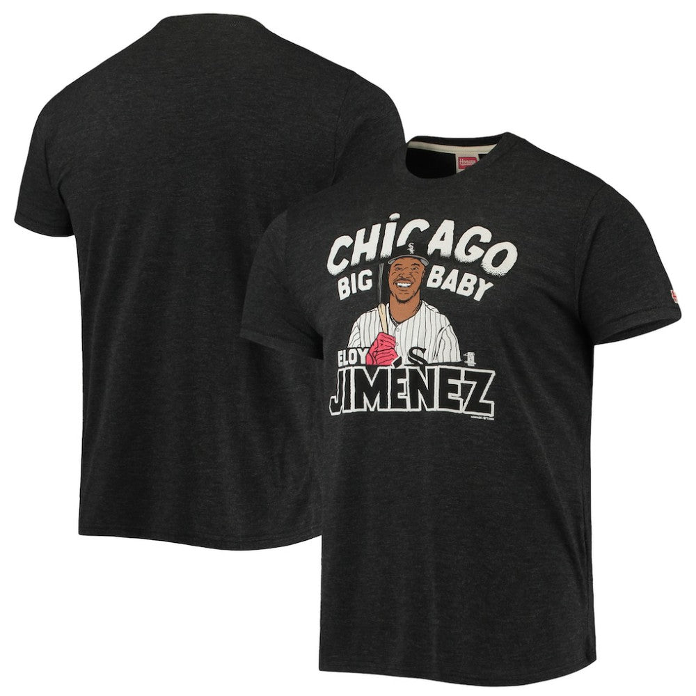 Eloy Jimenez Chicago White Sox Homage Caricature Tri-Blend T-Shirt - Heathered Black