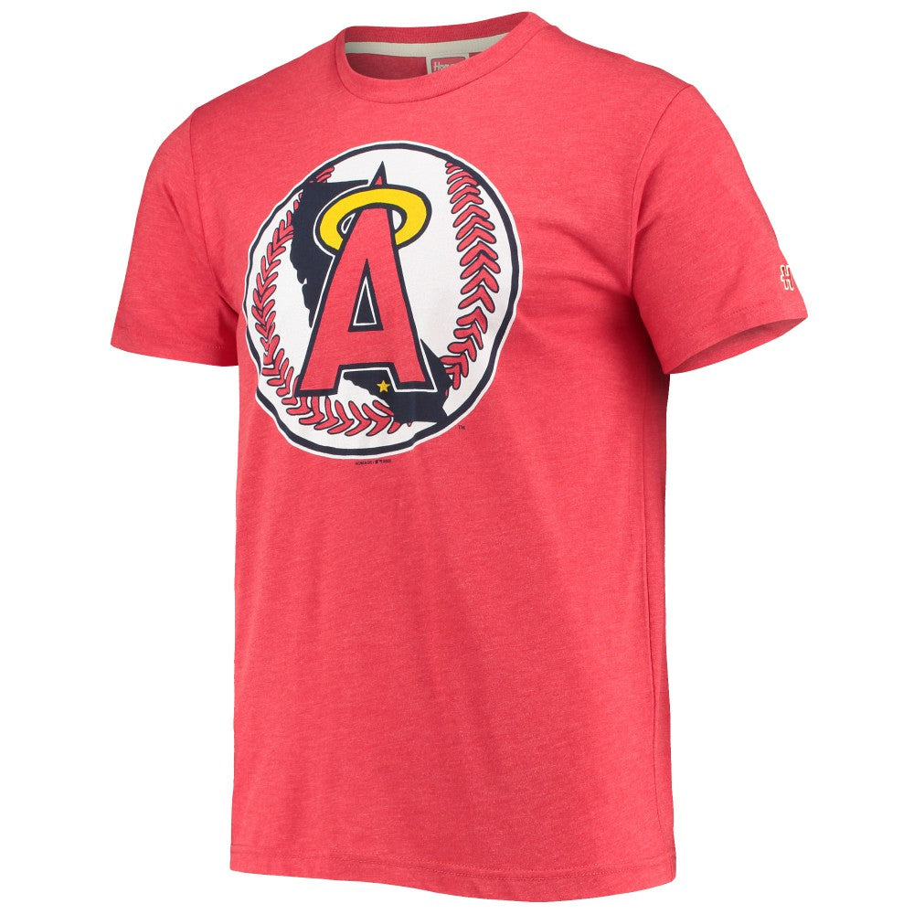 Los Angeles Angels Homage Hand-Drawn Logo Tri-Blend T-Shirt - Red