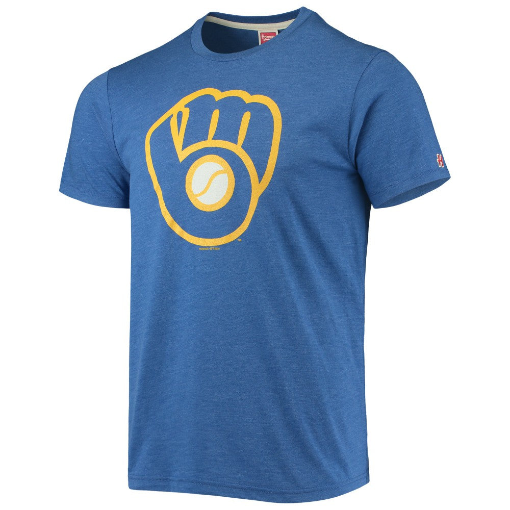 Milwaukee Brewers Homage Hand-Drawn Logo Tri-Blend T-Shirt - Royal