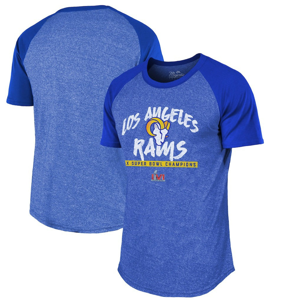 NFL Los Angeles Rams Majestic Threads 2-Time Super Bowl s Tri-Blend Raglan T-Shirt