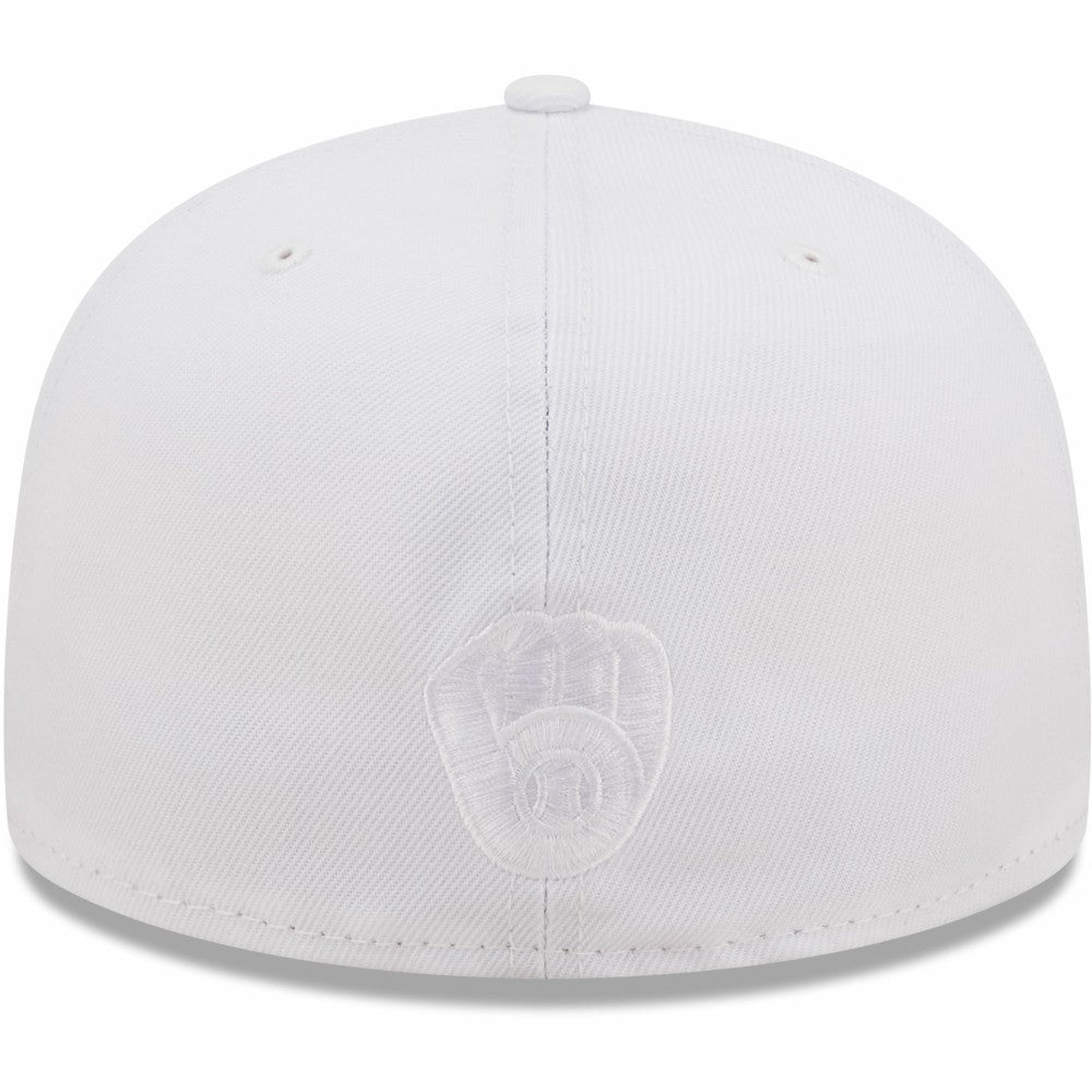 Milwaukee Brewers White on White 59FIFTY Fitted Hat | New Era